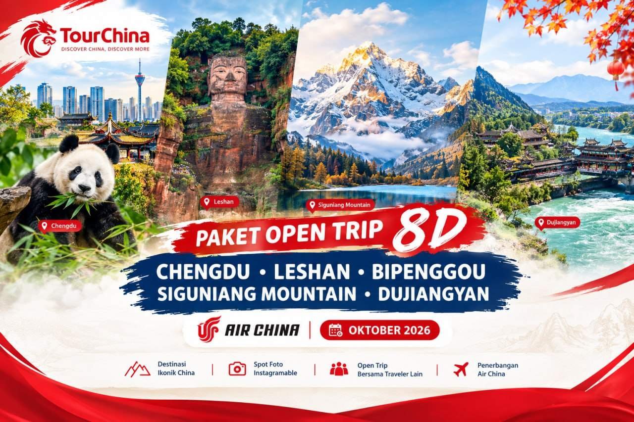Paket Open Trip 8D Chengdu Leshan Bipenggou Siguniang Mountain Dujiangyan